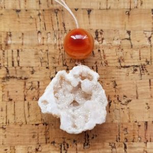 Carnelian - Quartz Geode Necklace