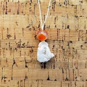 Carnelian - Quartz Geode Necklace