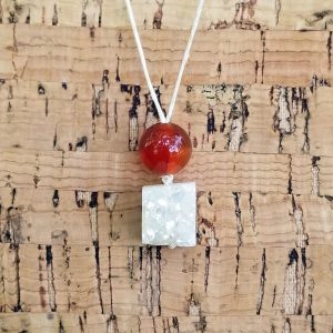 Carnelian - Quartz Geode Necklace
