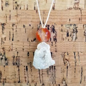 Carnelian - Quartz Geode Necklace