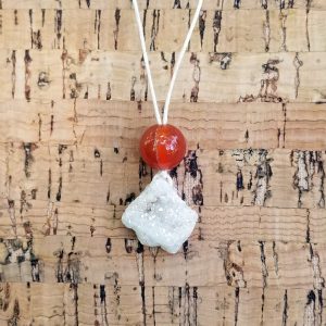 Carnelian - Quartz Geode Necklace