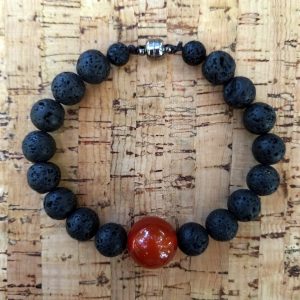 8" CARNELIAN - LAVA STONE BRACELET