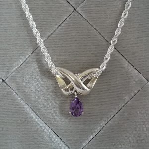 SOLD Amethyst & Sterling Silver Bow Necklace