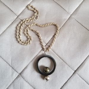 Hematite, Pyrite and Sterling Silver Orbit Necklace - Image 3
