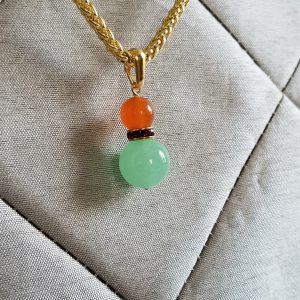 Mint Green Jade & Orange Carnelian Necklace & Earring Set - Image 3