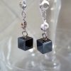 Hematite Cube Dangle Earrings
