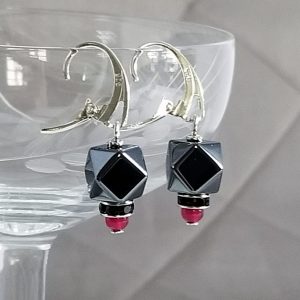 Hematite & Ruby Earrings