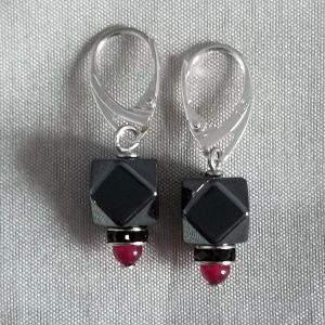 Hematite & Ruby Earrings - Image 2