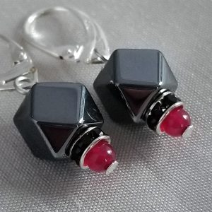 Hematite & Ruby Earrings - Image 3