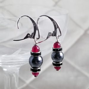 Hematite & Ruby Earrings
