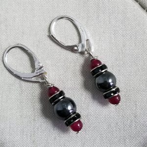 Hematite & Ruby Earrings - Image 2