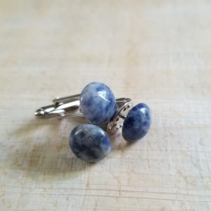 Sodalite Cufflinks & Tie Pin Set - Image 3