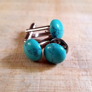 Turquoise Howlite Cufflinks & Tie Pin Set - Image 3