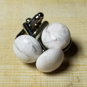 SOLD! Howlite Cufflinks & Tie Pin Set