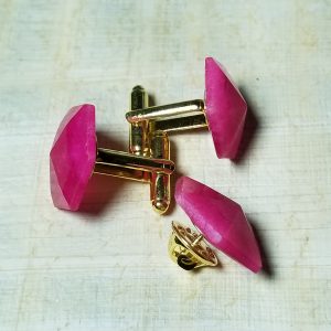 Ruby Quartz Cuffllinks & Tie Pin Set - Image 2