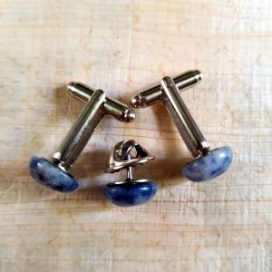 Sodalite Cufflinks & Tie Pin Set - Image 2